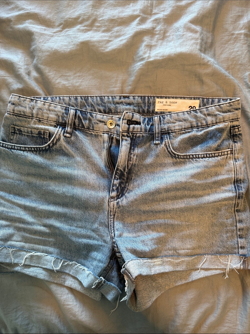 rag & bone Faded Light Blue Denim Cutoff Shorts